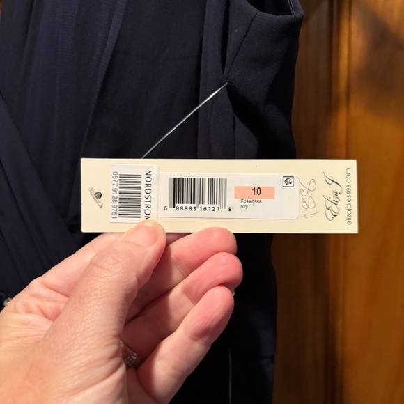 Eliza J Embellished High/Low Chiffon Dress in Navy NWT - Picture 5 of 8